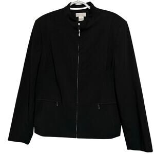 Worthington Stretch Women's Black Full Long Sleeve Zip Blazer/Jacket Size‎ 16